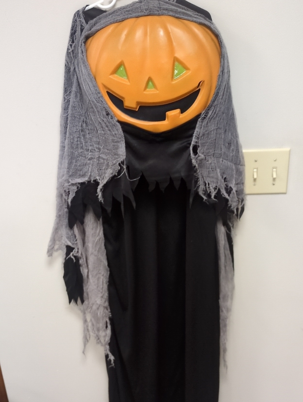 Target Orange Pumpkin Masked Kids Costume with Gray Hood and Black Robe